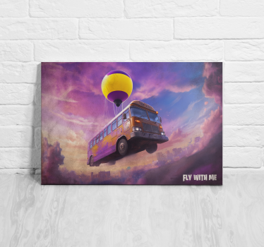 Vliegende bus videospel wereld canvas - TenStickers