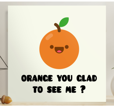Vrolijk oranje karakter Canvas stilleven en fruit - TenStickers