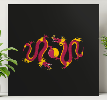 Vurige drakendans Canvas schilderij libel - TenStickers