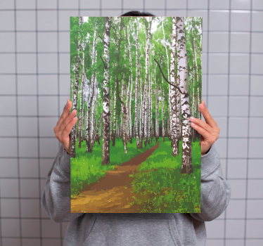Weelderig berkenbospad Canvas bomen - TenStickers