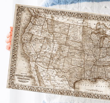 Wereldkaart canvas schilderij Vintage noord-amerika - TenStickers