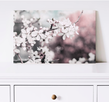 Witte kersenbloesem Canvas schilderij bloemen en planten - TenStickers
