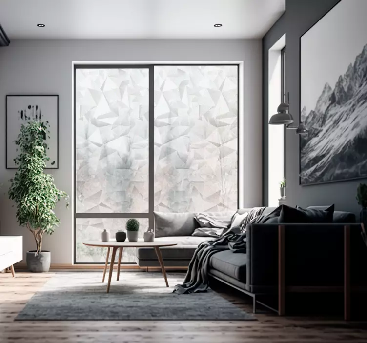 Geometrische grijze 3D raamfolie - TenStickers