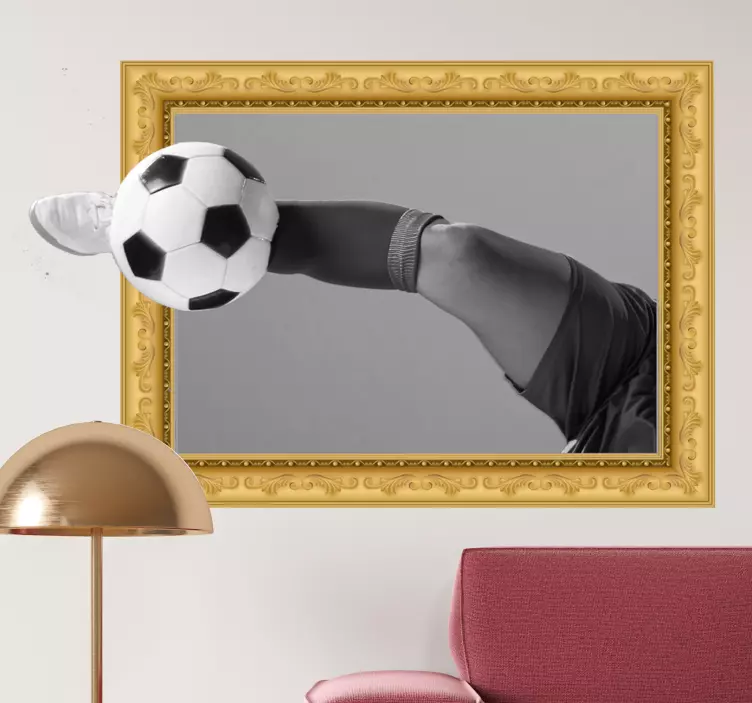 3D voetbal frame muursticker voetbal - TenStickers
