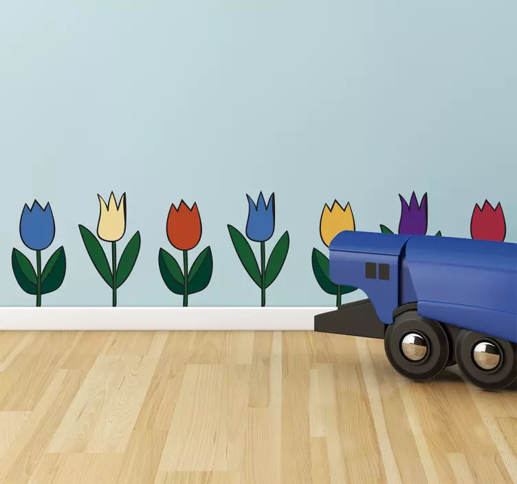Muursticker woonkamer tulpen - TenStickers