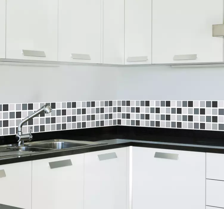 Muursticker Blauw Grijs Tegelpatroon - TenStickers