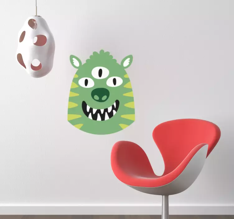 Muursticker blij monster groen - TenStickers