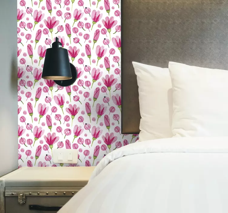 Meubelsticker roze bloemen - TenStickers