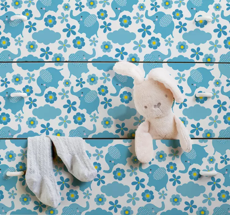 Meubel sticker blauwe olifantjes - TenStickers