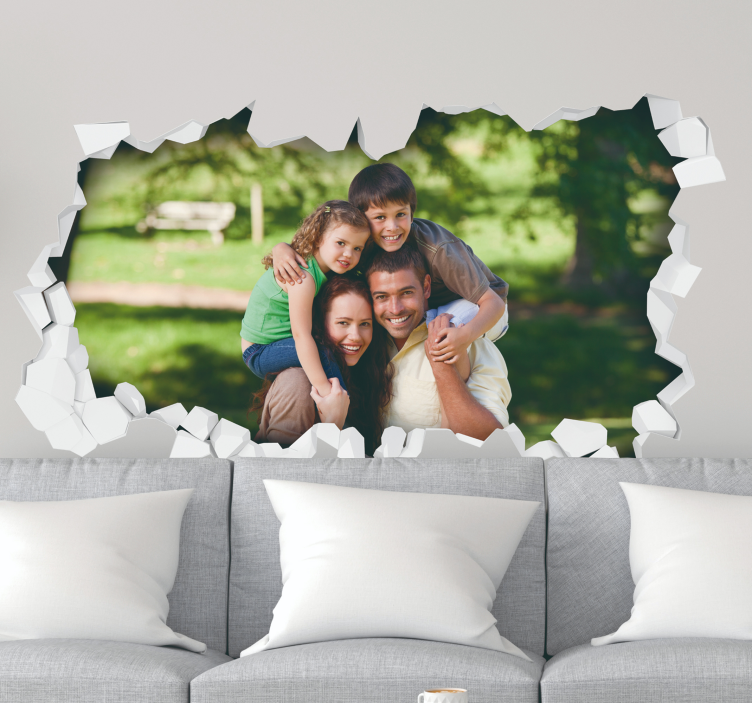 Muursticker woonkamer 3D foto gepersonaliseerd - TenStickers