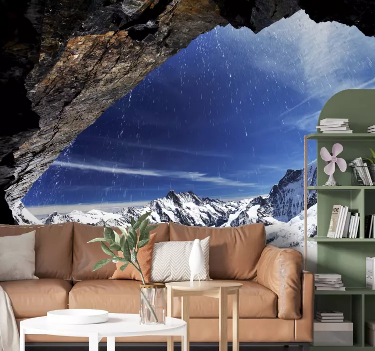 Muursticker Uitzicht Gebergte met Sneeuw - TenStickers