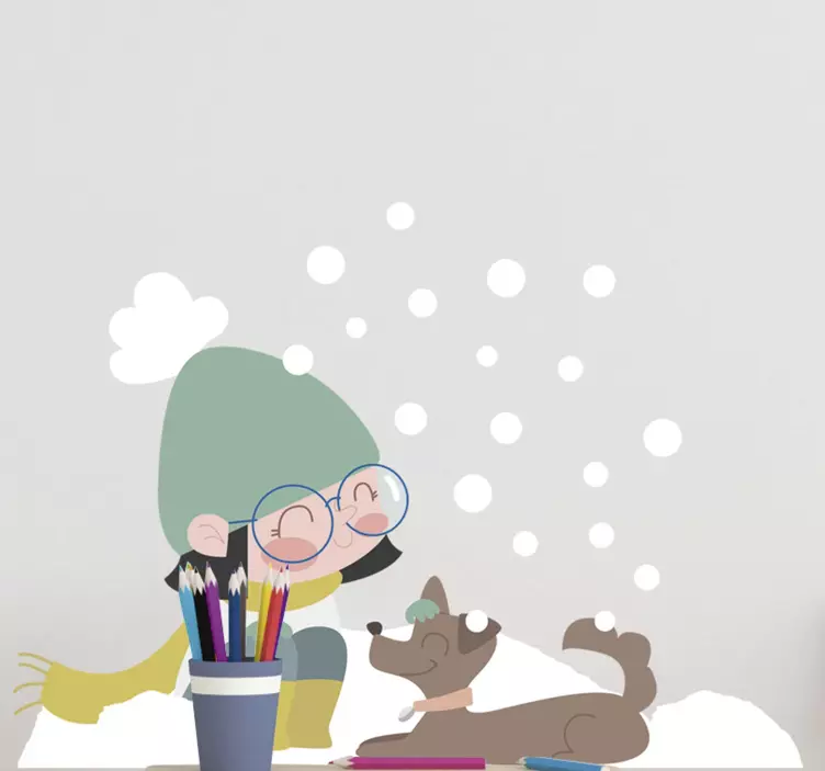 Kind aait hond sticker huisdier - TenStickers