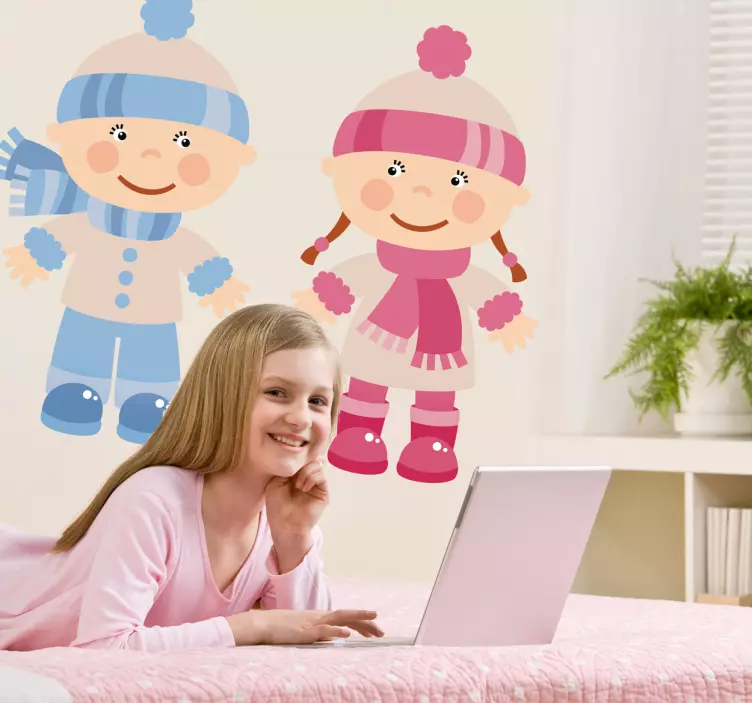 Muursticker kinderkamer kleurrijke kinderfiguren - TenStickers