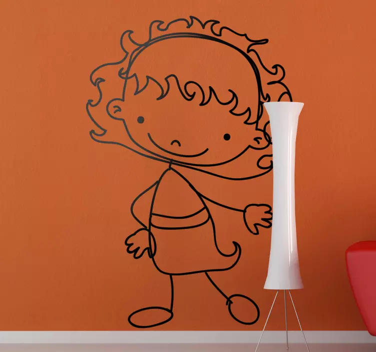 Sticker babykamer tekening meisje - TenStickers
