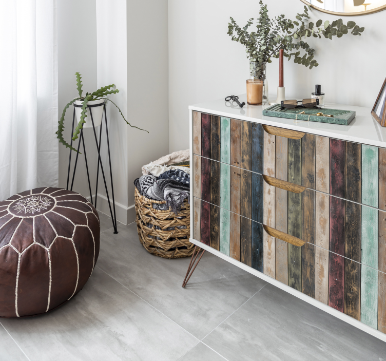 Meubel sticker kleurrijke verticale planken - TenStickers