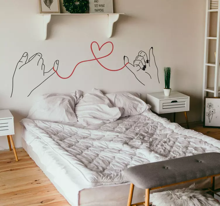 Slaapkamer muursticker rode draad - TenStickers