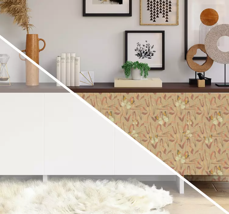 Herfstbloemenpatroon meubel sticker - TenStickers