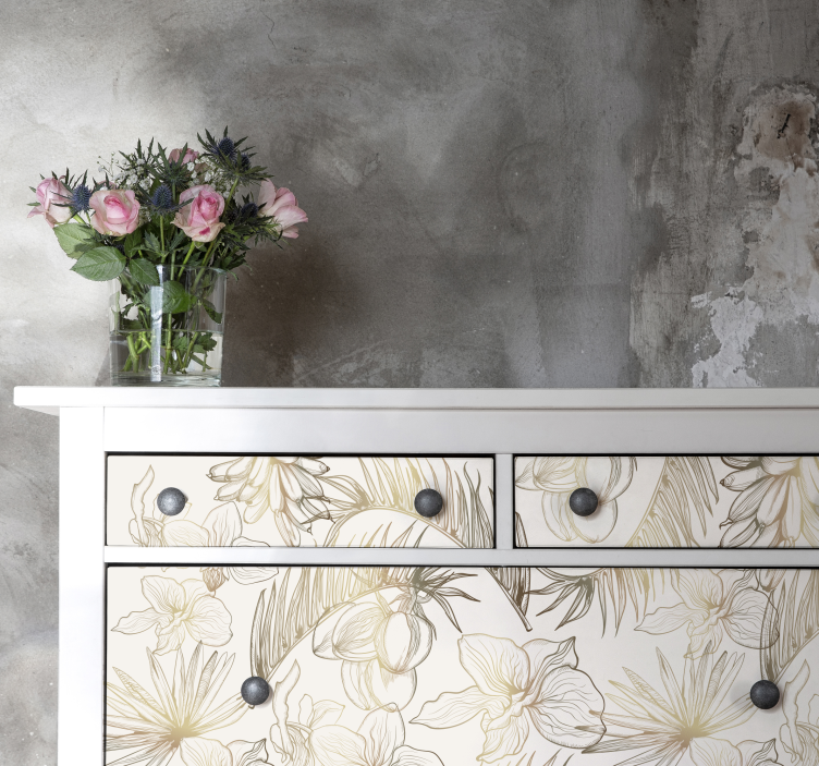 Tropische bloemen meubel sticker - TenStickers