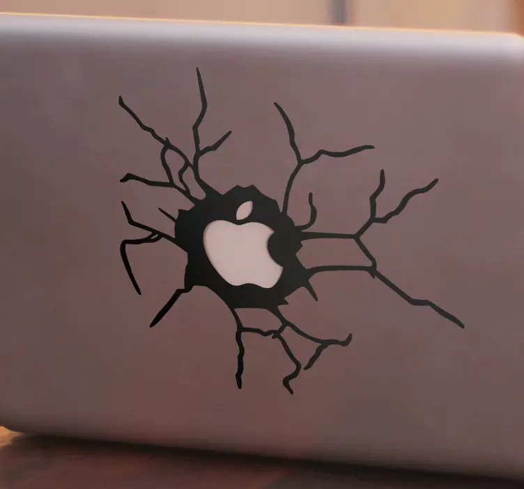 Gebroken apple muur laptop sticker - TenStickers