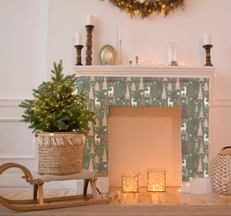 Bos patroon kerststicker bomen en dieren - TenStickers