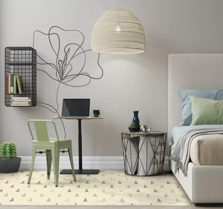 Minimalistische tekening van bloemen bloem muur decor - TenStickers