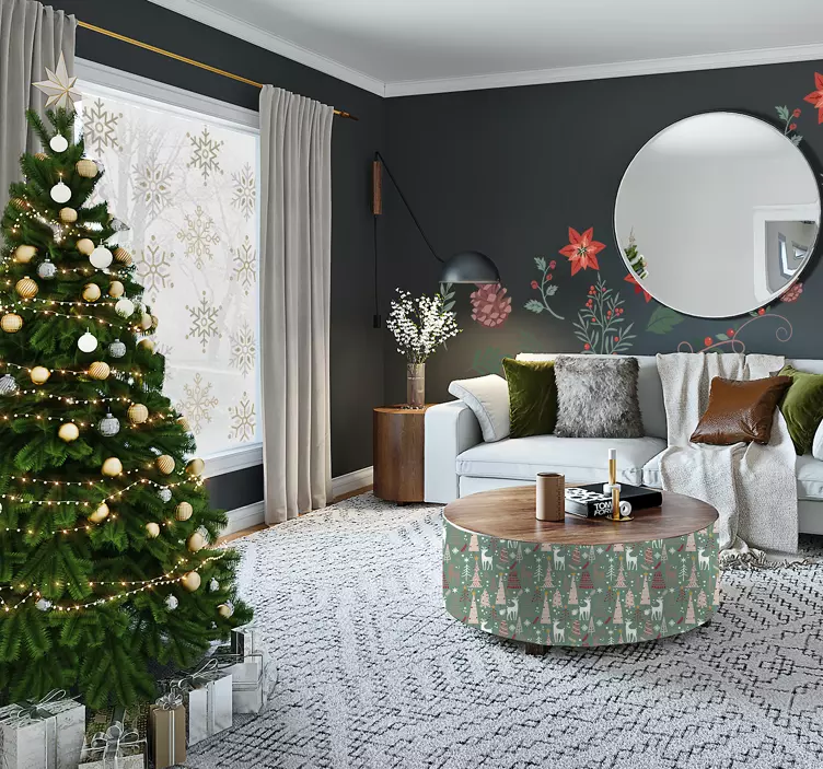 Bos patroon kerststicker bomen en dieren - TenStickers