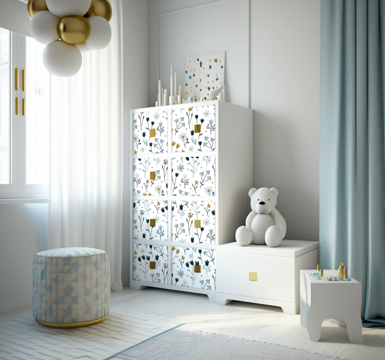 Minimalistische bloemen Meubelsticker - TenStickers