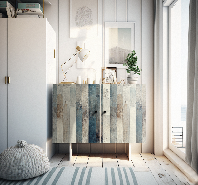 Verouderd hout in blauwtinten Meubelsticker - TenStickers