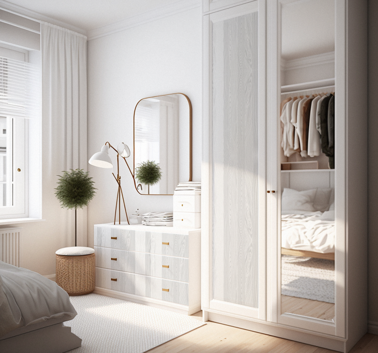 Houten tekstuur wit Meubelsticker - TenStickers