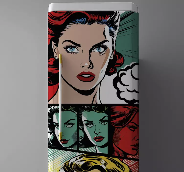 Vintage Comic illustraties Koelkast sticker - TenStickers