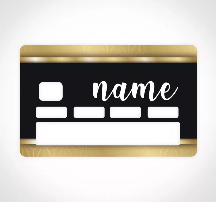 Creditcard stickers Zwart en goud gepersonaliseerd - TenStickers