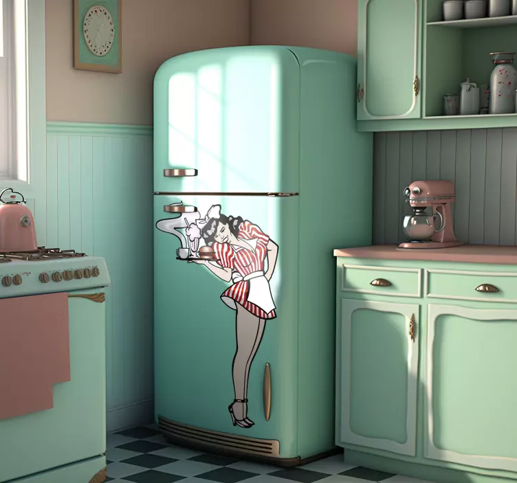 Koelkast sticker serveerster rokje - TenStickers