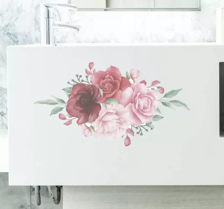 Muurstickers bloemen Rode en roze rozen aquarel effect - TenStickers