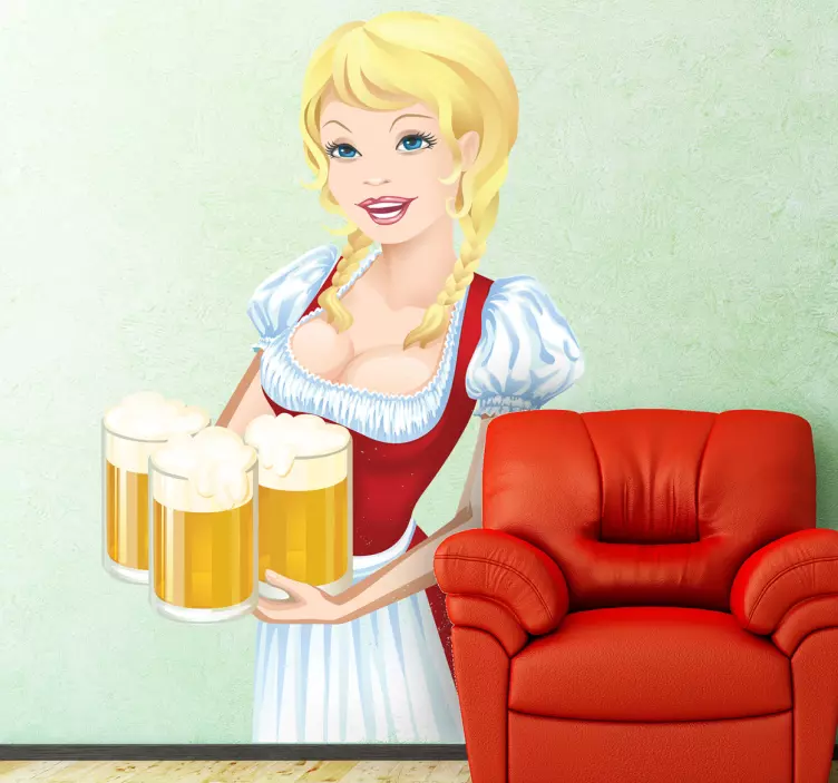 Sticker oktoberfest bier serveerster - TenStickers