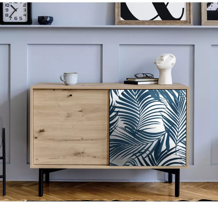 Meubelstickers Ontwerp met blauwe palmbladeren - TenStickers