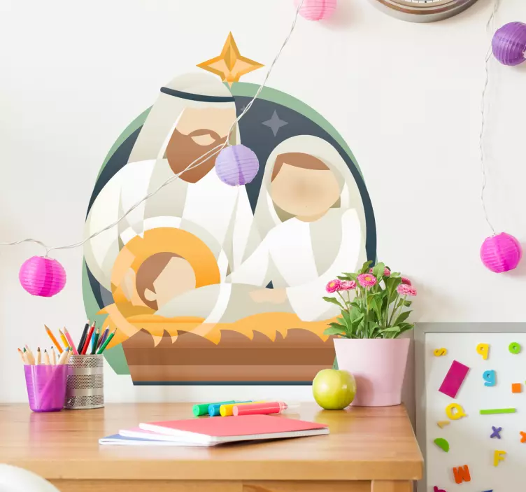 Decoratie sticker kerststal - TenStickers