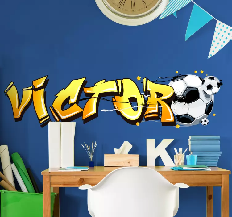 Muurstickers kinderkamer 3d naamsticker voetbal - TenStickers