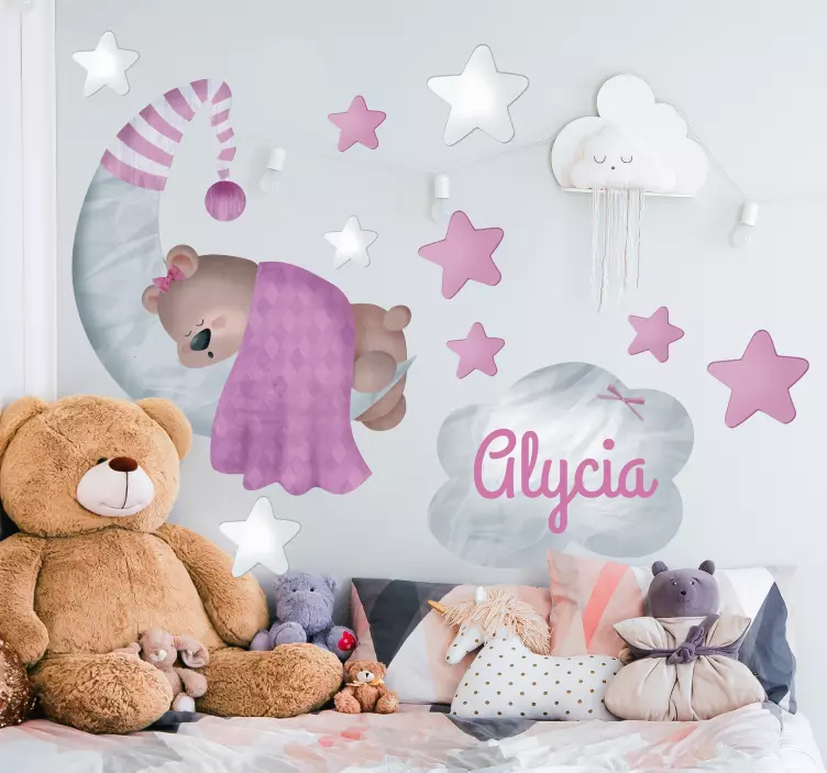 Muursticker Lieve Slapende Teddybeer - TenStickers
