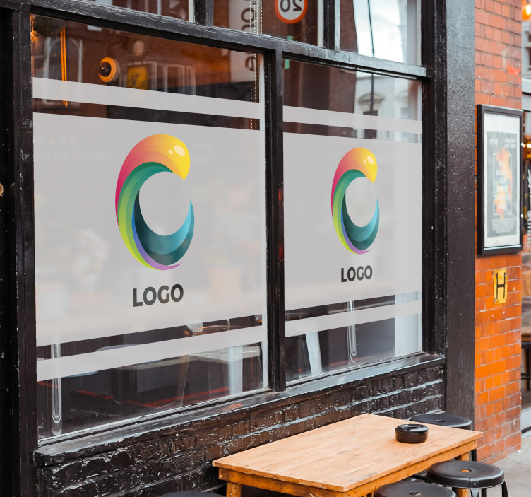 Logo gegoten op doorschijnend etalage sticker - TenStickers