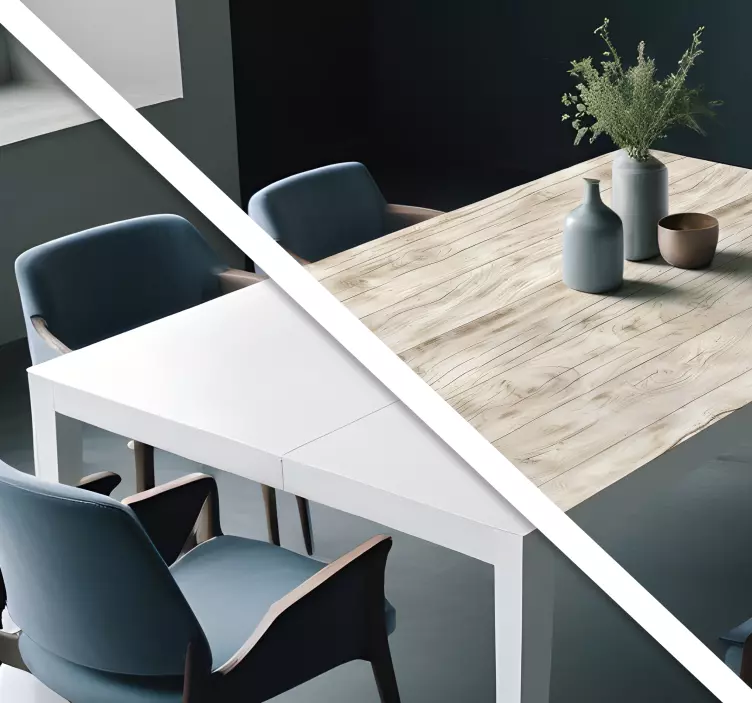 Licht hout voor tafel Muursticker eetkamer - TenStickers