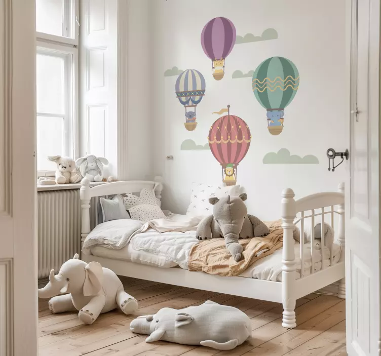 Vliegende ballonnen met dieren Decoratie sticker tekeningen - TenStickers