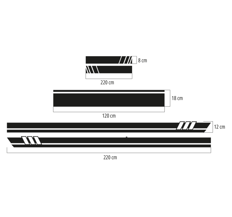 Strepen 5 stuks set Auto sticker - TenStickers