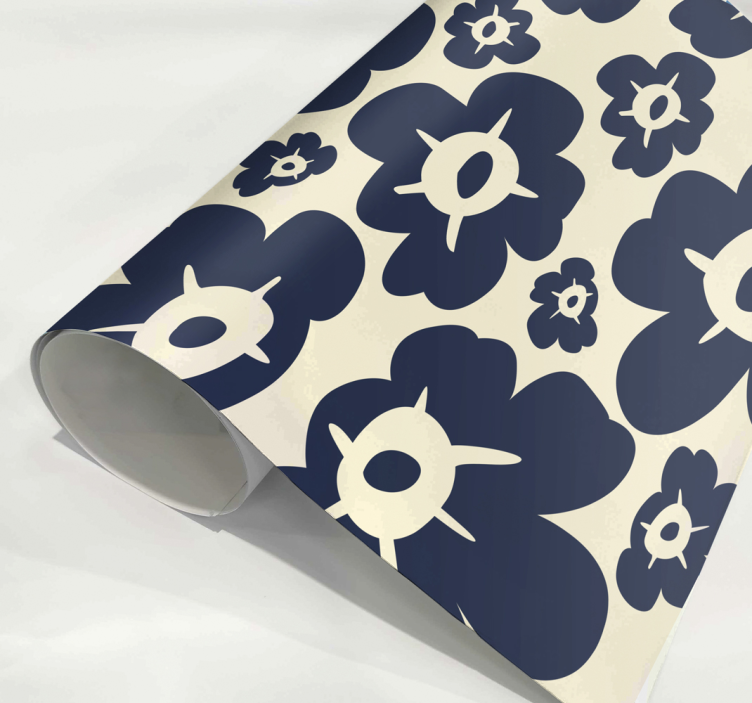 Donkerblauwe klaproos bloemen muursticker - TenStickers