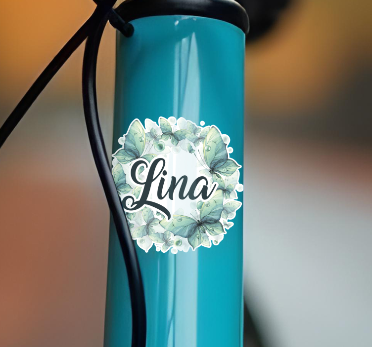 Groene vlinders Fiets stickers met naam - TenStickers