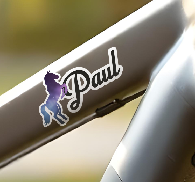 Paard Fiets stickers met naam - TenStickers