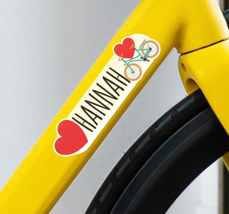 Twee harten fiets Fiets stickers met naam - TenStickers