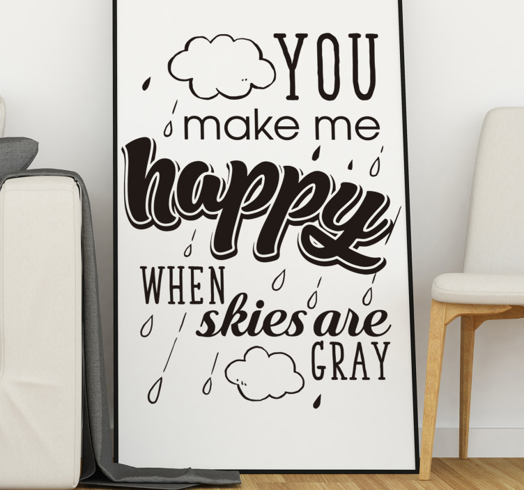 Tekst muursticker You make me happy - TenStickers