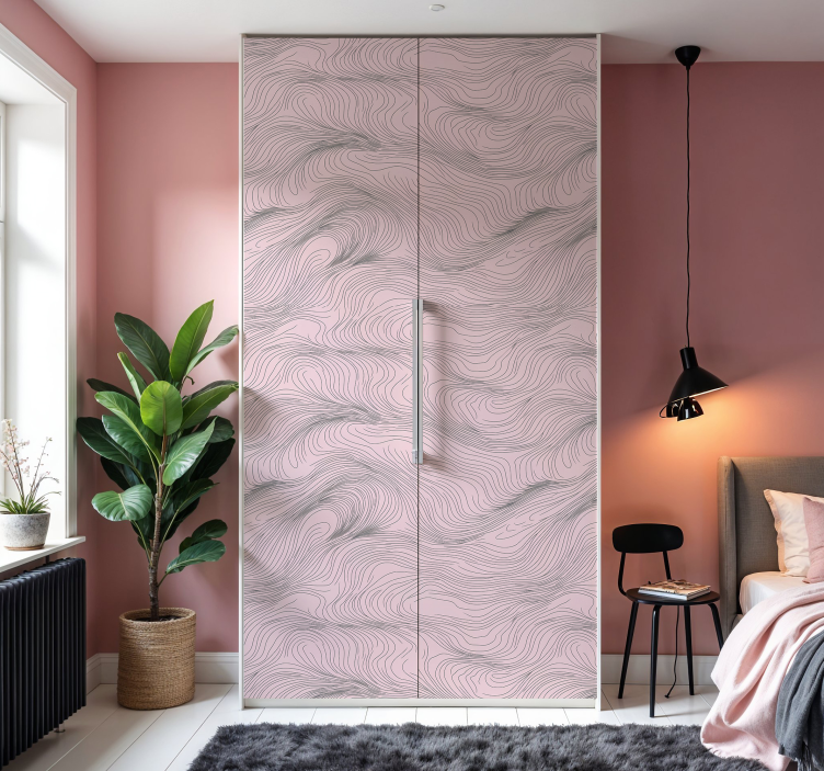 Abstract roze golvend patroon meubel sticker - TenStickers