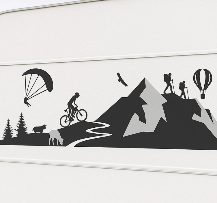 Alle bergsporten caravan sticker - TenStickers