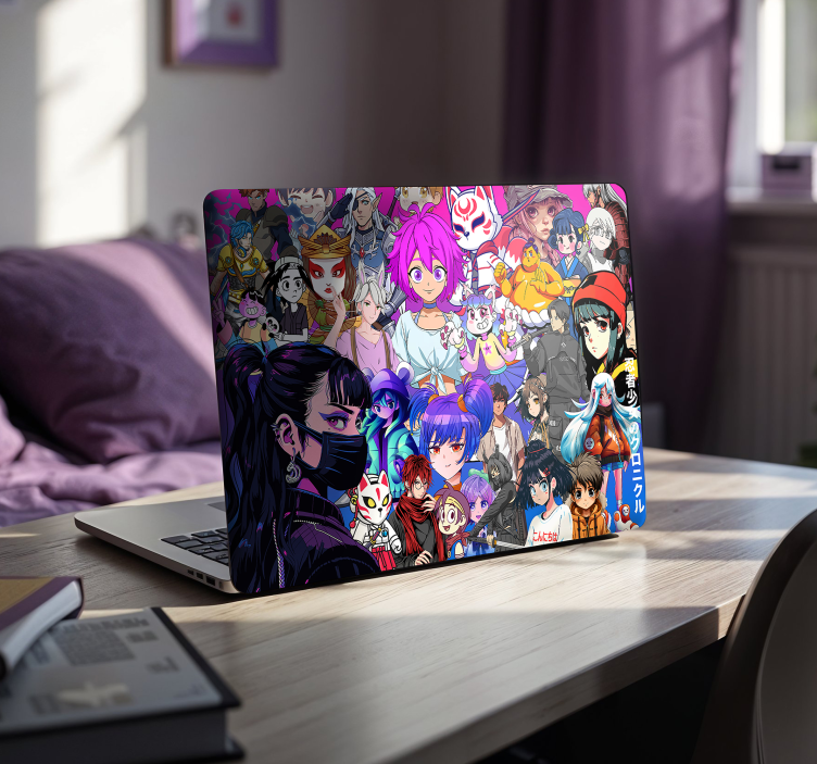 Anime-personages laptop sticker - TenStickers